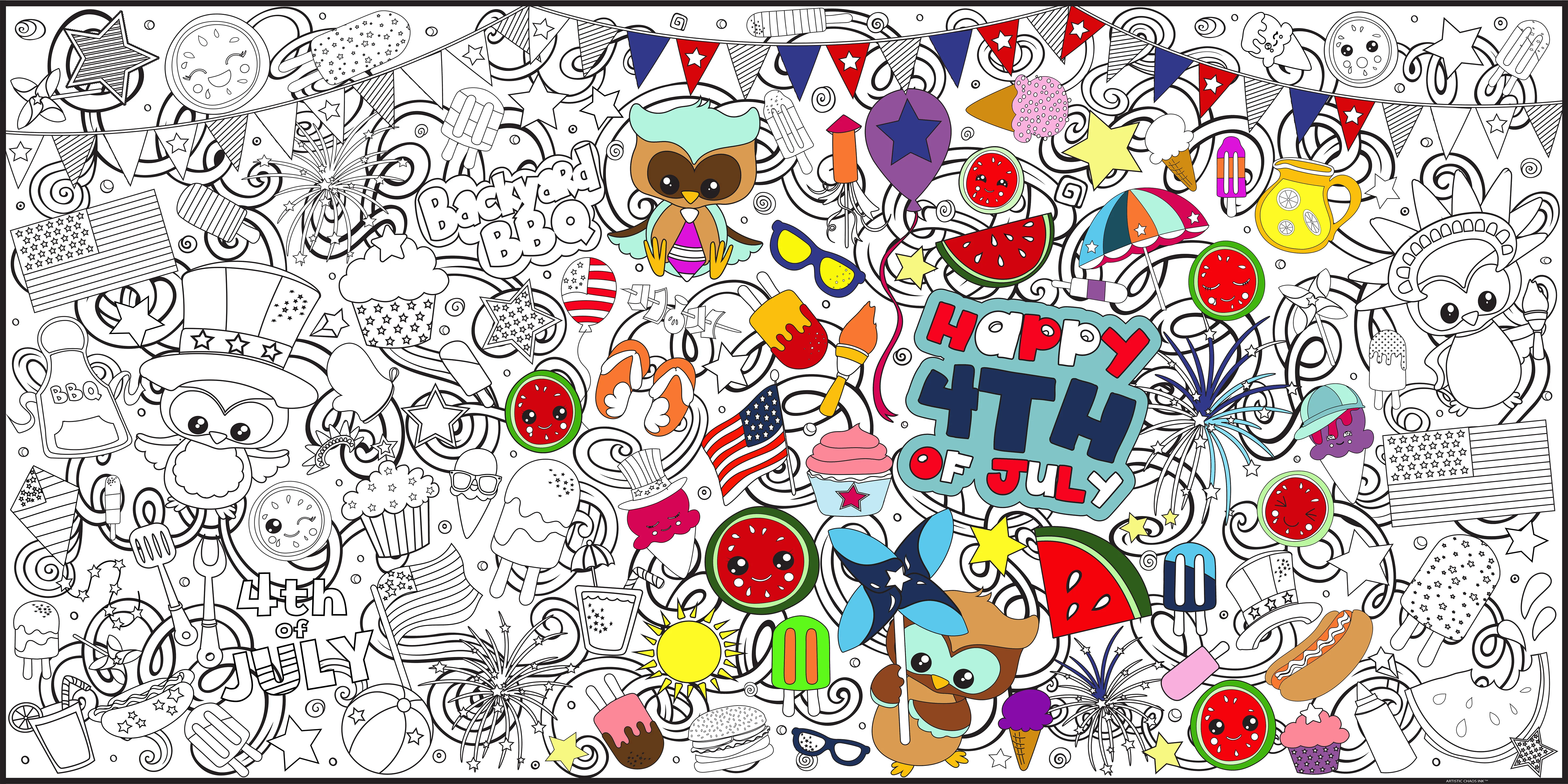 4th of July Everyday Event Poster and Banner | Large Coloring & Activity Poster for Celebrations, Kids, and BBQ's - Image 9