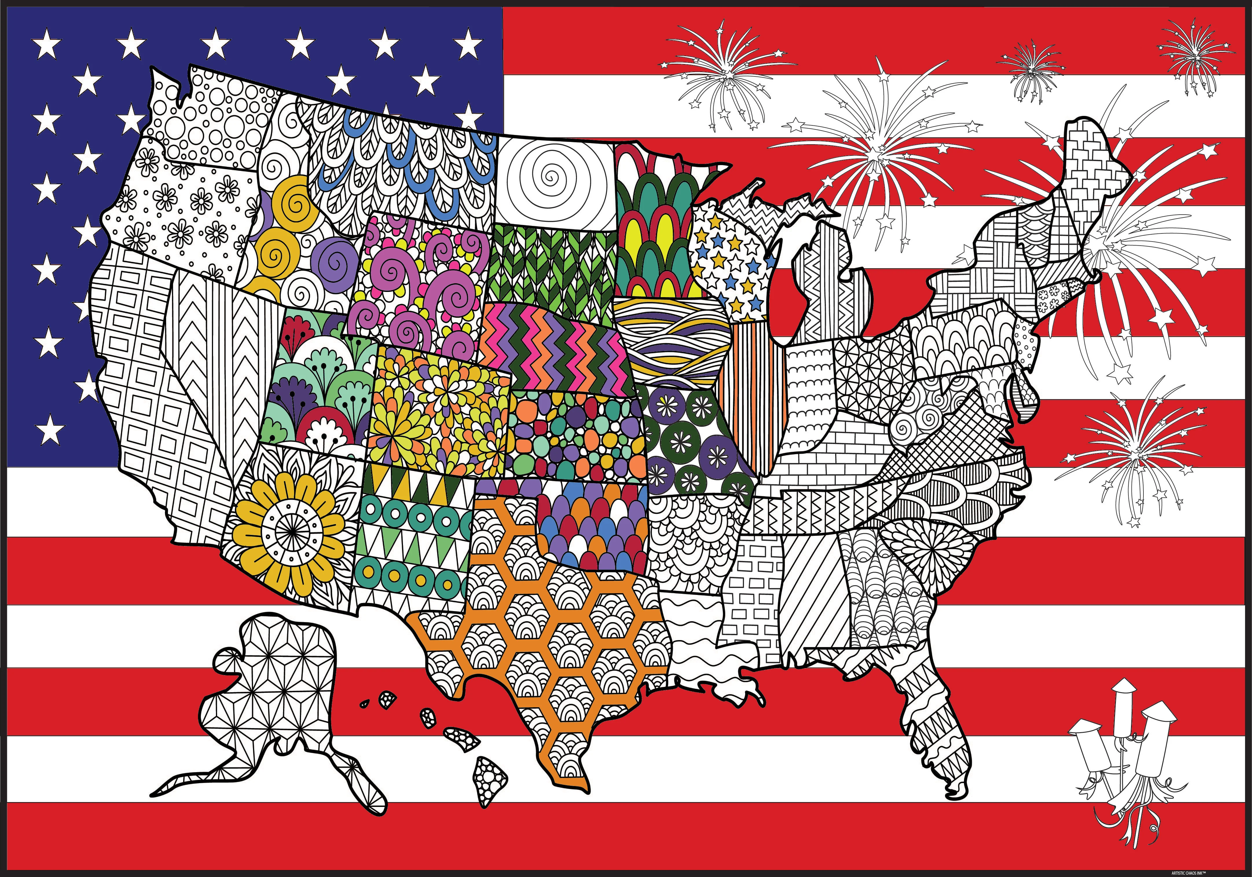 Personalized Giant USA Map Coloring Poster  | Educational Fun - Image 3